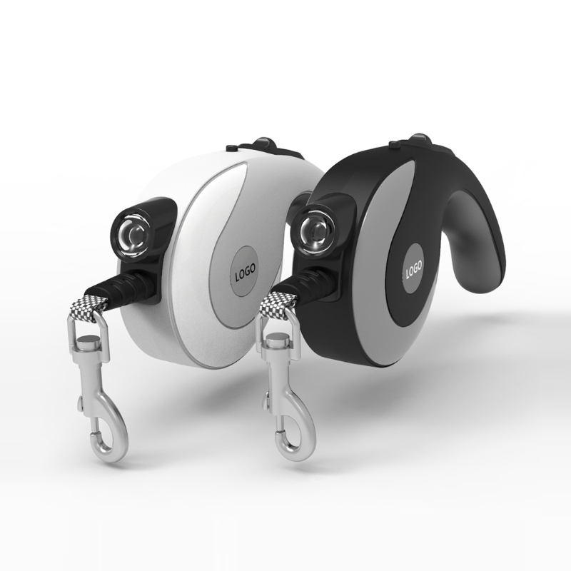 Luxury waterproof white black lead pet dog training retractable led light  leashes set