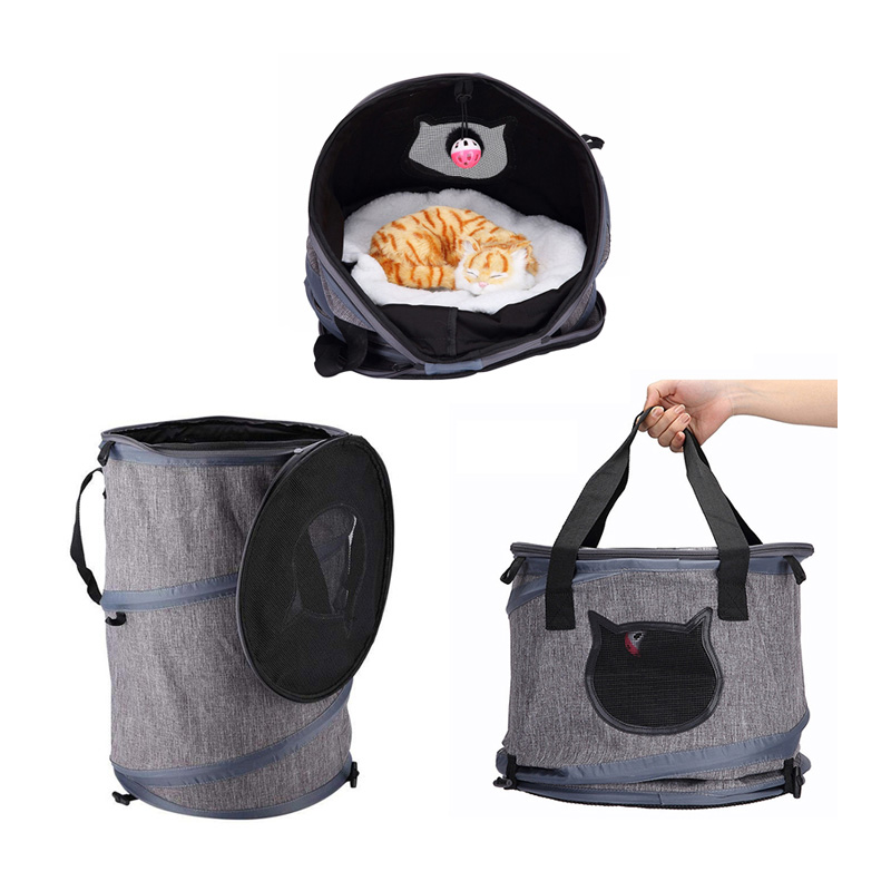 3 in 1 collapsible cat toy tunnel bed pet interactive cylinder outdoor traveling cat carrier on luggage with fleece mat