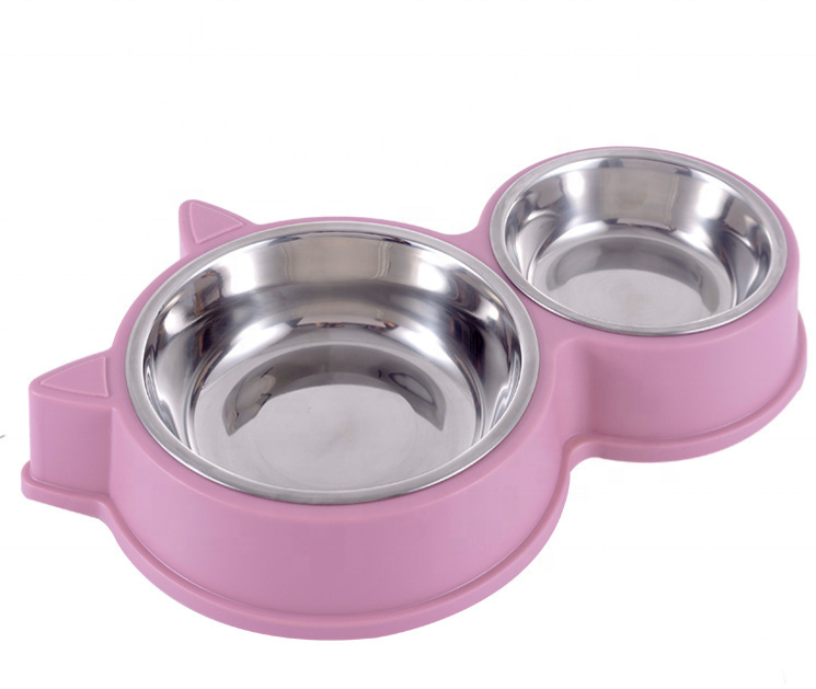 Dog Cat Stainless Steel Double Food and Water Bowls with No-Spill No-Skid Mat, Pet Feeder Bowls Small Puppy Bowl