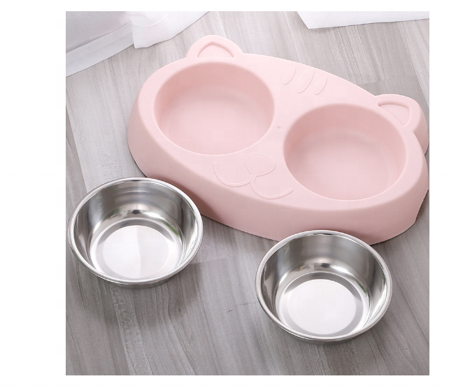 No-Skid Stainless Steel Double Pet Feeder Bowls Small Puppy Bowl