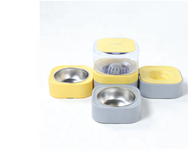 2 Pack Automatic Pet Food Feeder and Water Dispenser with Food Mat