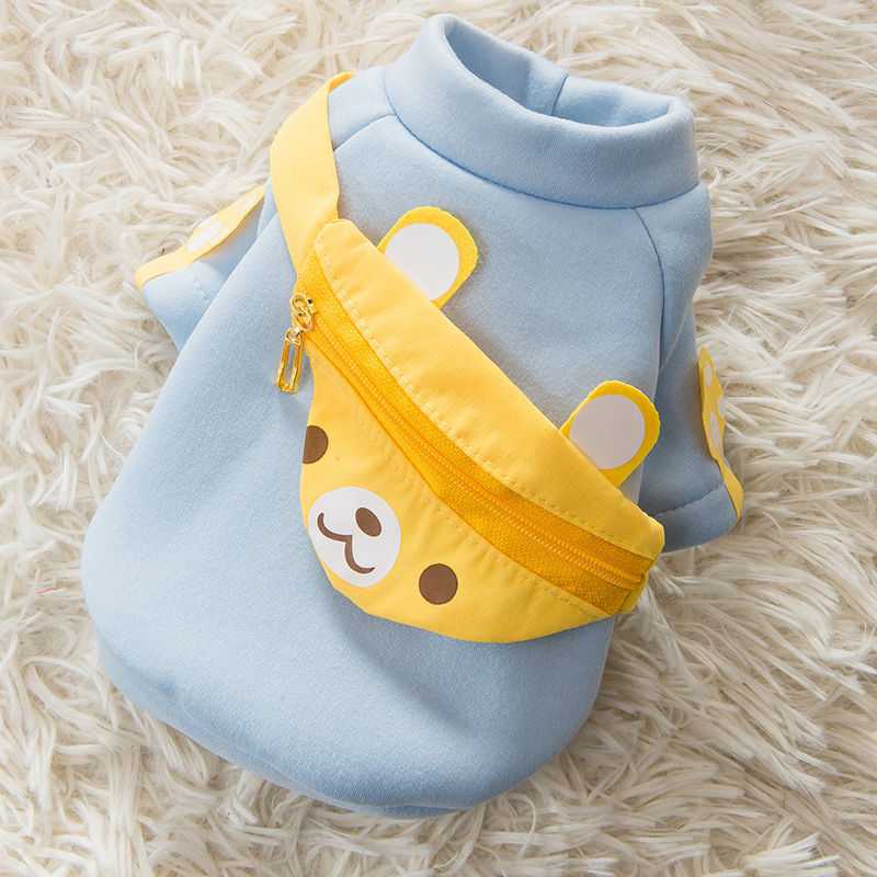 Spring little dog sweater autumn and winter Cartoon Bear backpack small and medium-sized dog two legged clothes cat pet clothes