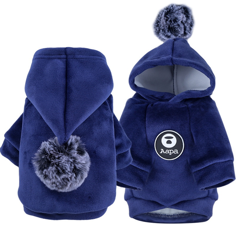 Autumn and winter new hooded dog pet clothes golden velvet thickened two legged sweater cat fadou pet clothes