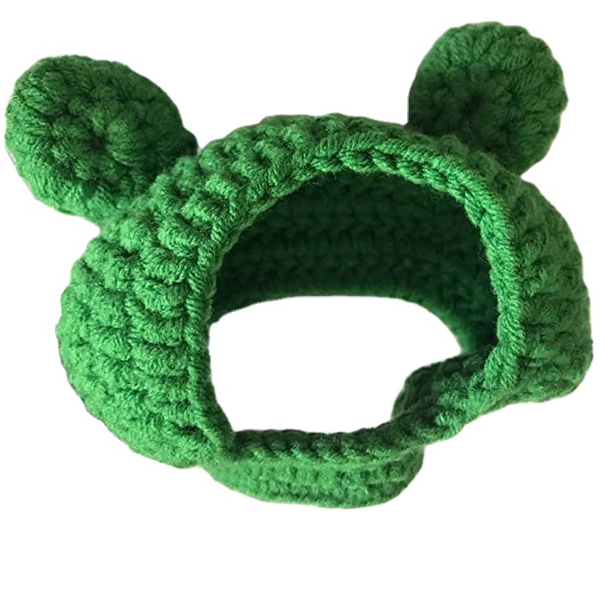 Pet Funny Hat Cartoon Frog Shape Pet Weaving Puppy Cat Hat Pet Grooming Supplies for Everyday Decoration Christmas Halloween