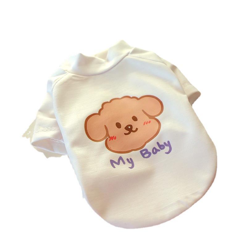 White Pet cat clothes bear printing puppy cat clothes spring and summer T-shirt